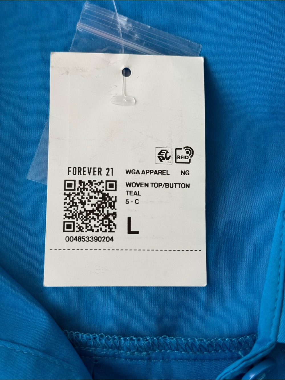 Forever 21 Bright Blue Oversized Button Down Shirt Large - Picture 6 of 8